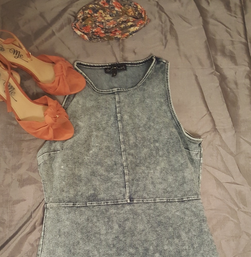 Acid wash denim dress